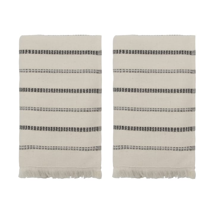True handduk 2 delar - Off-White-svart, 50x100 cm - Meraki