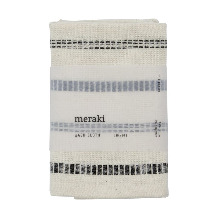 True tvättlapp 3 delar, Off-White-svart Meraki