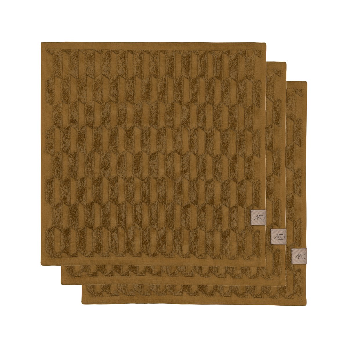 Mette Ditmer Geo handduk 30x30 cm 3-pack Curry | Skandinavisk Design | Handdukar | Brun