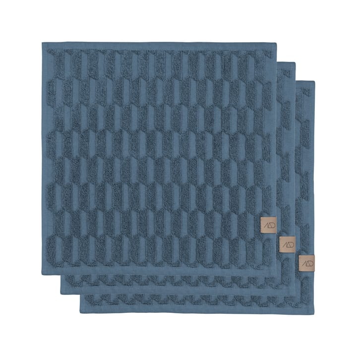 Geo handduk 30x30 cm 3-pack - Slate blue - Mette Ditmer