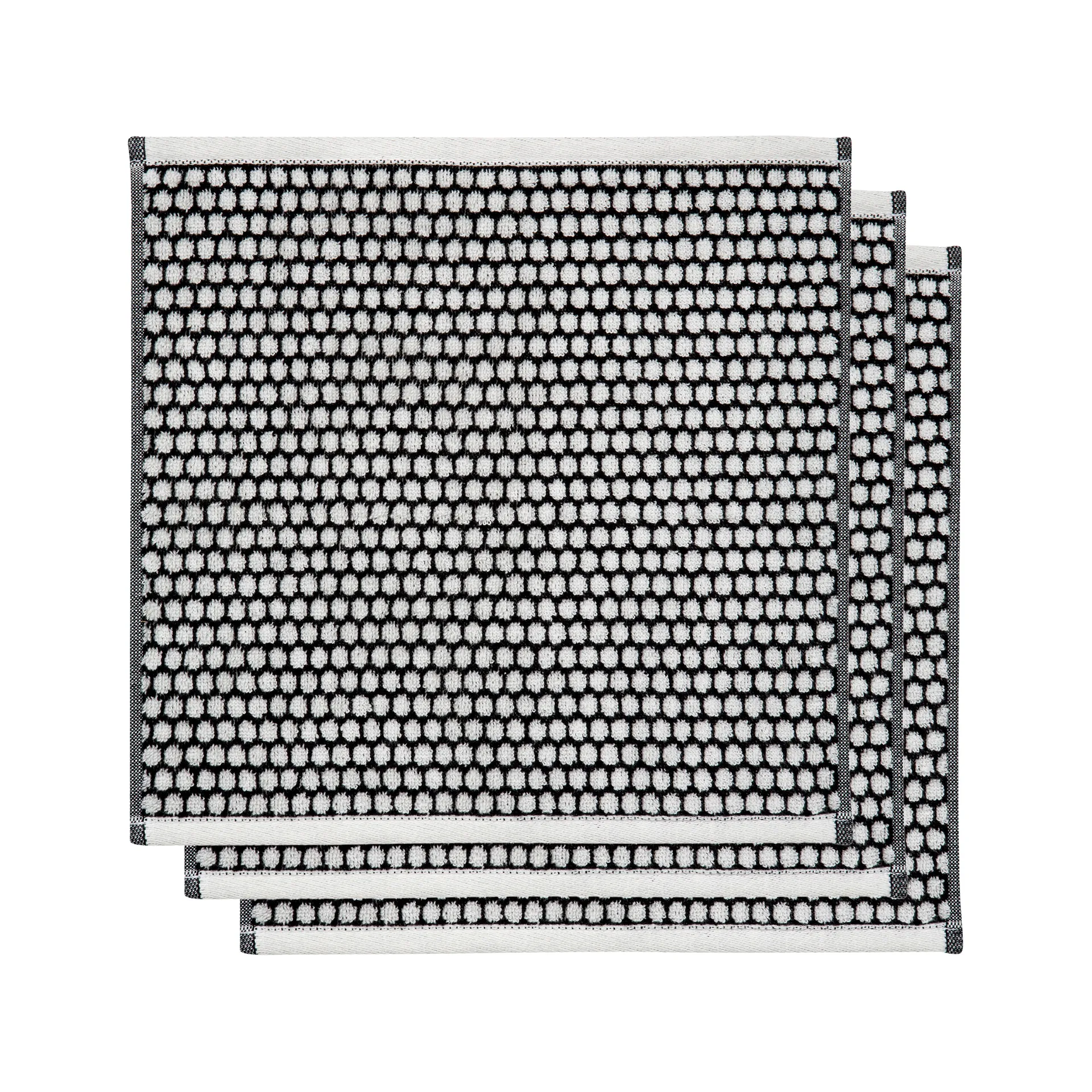 Grid handduk 31x31 cm 3-pack, Svart-off white Mette Ditmer