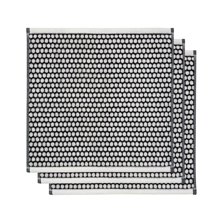 Grid handduk 31x31 cm 3-pack - Svart-off white - Mette Ditmer