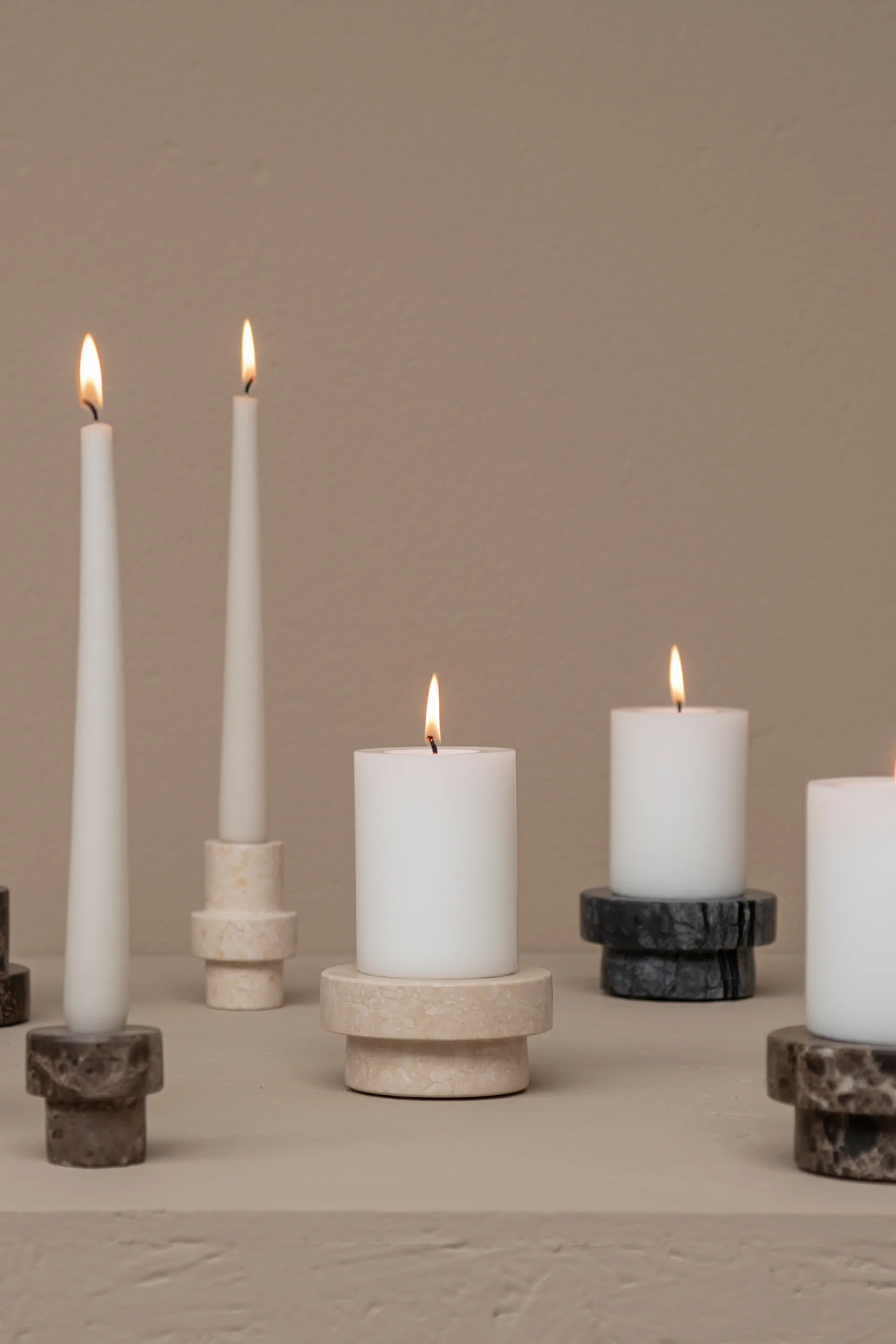 Marble ljusstake för blockljus 5 cm, Sand Mette Ditmer