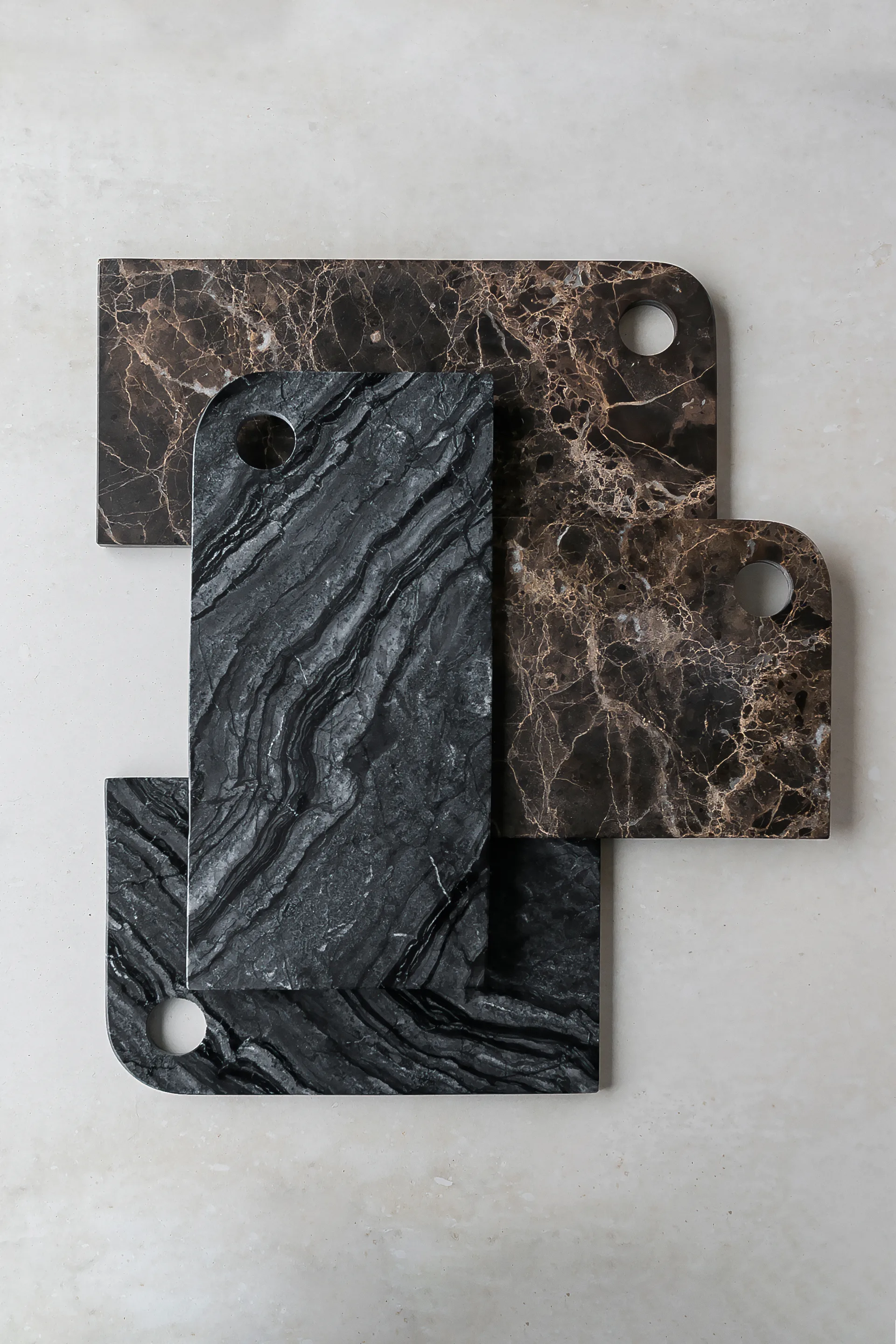 Marble serveringsbricka large 18x38 cm, Black-grey Mette Ditmer