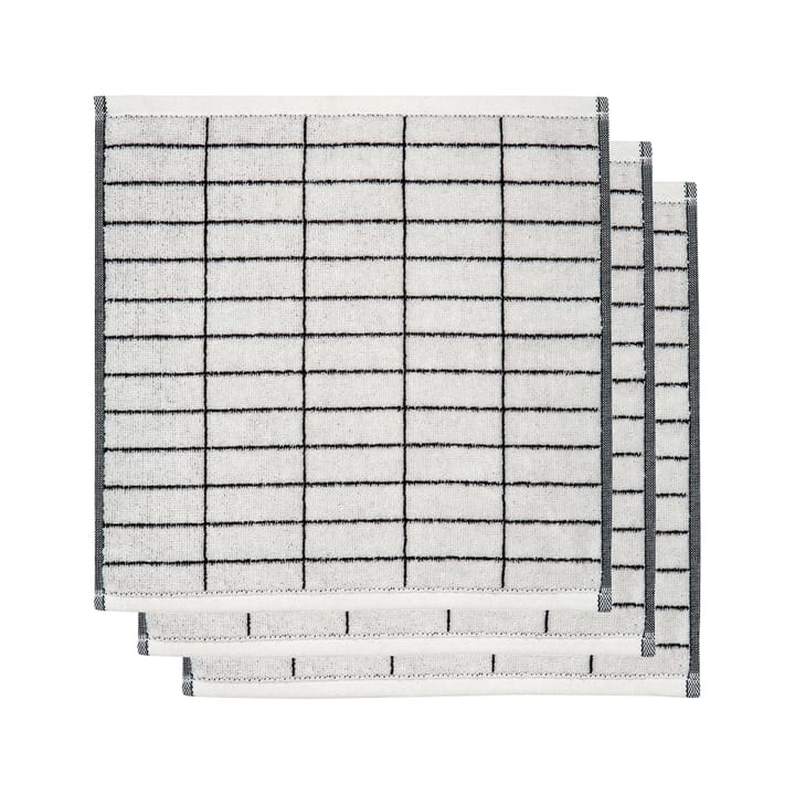 Tile stone handduk 31x31 cm 3-pack - Svart-off white - Mette Ditmer