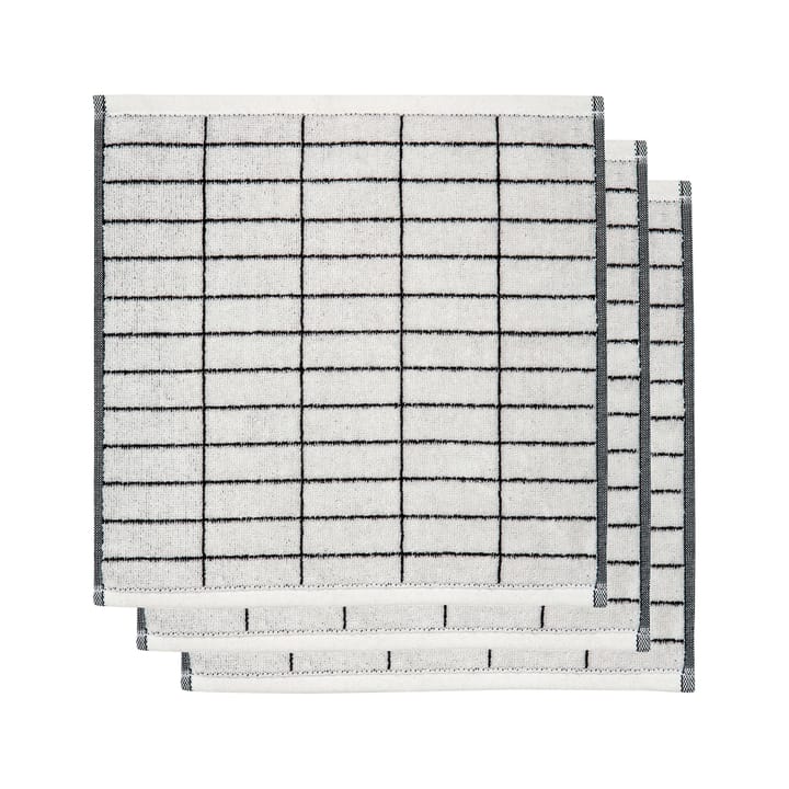 Tile stone handduk 31x31 cm 3-pack, Svart-off white Mette Ditmer