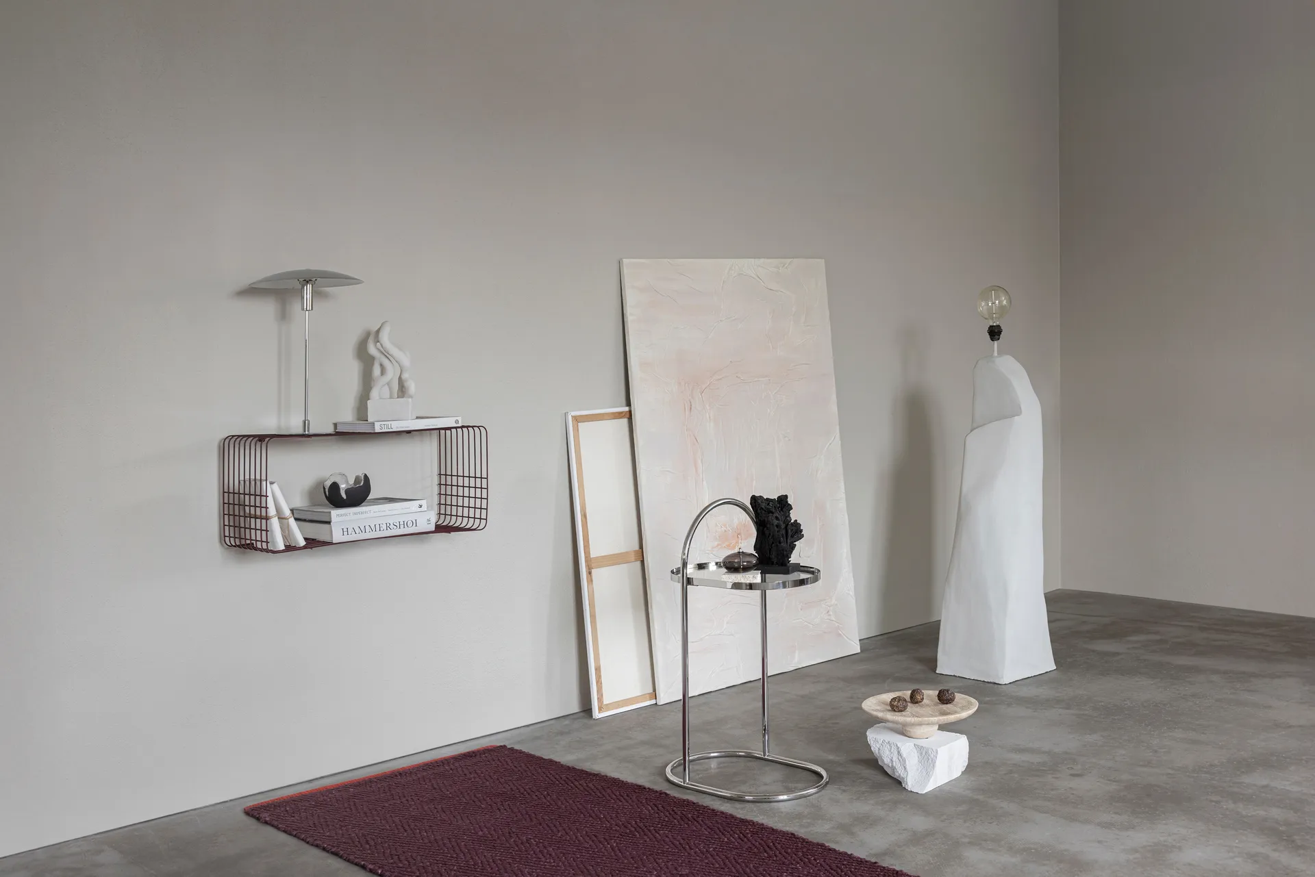 Travertin piedestal, Linen, Ø32x8,5 cm Mette Ditmer