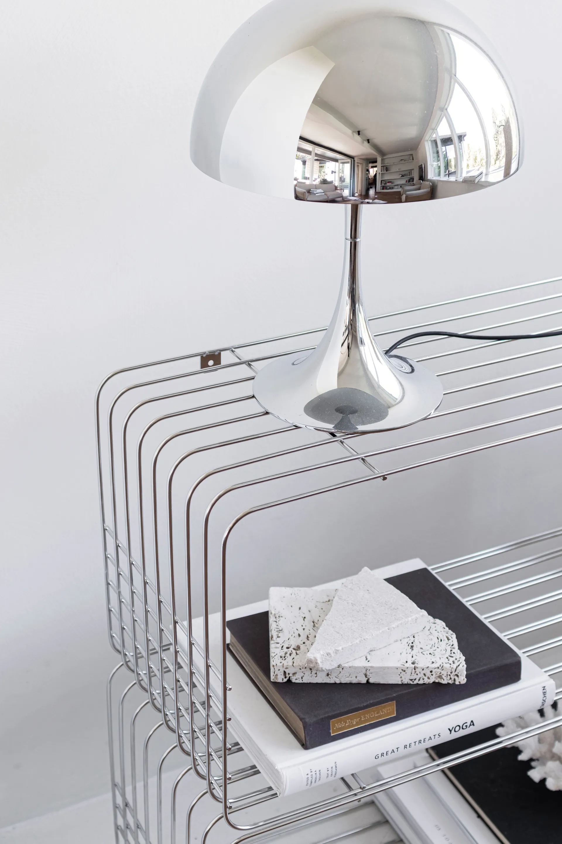 Wire hylla, Chrome, 31x70x26 cm Mette Ditmer