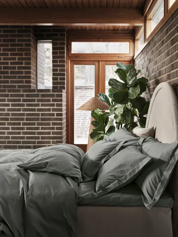 Satina plain örngott - Grön, 50x90 cm - Mille Notti