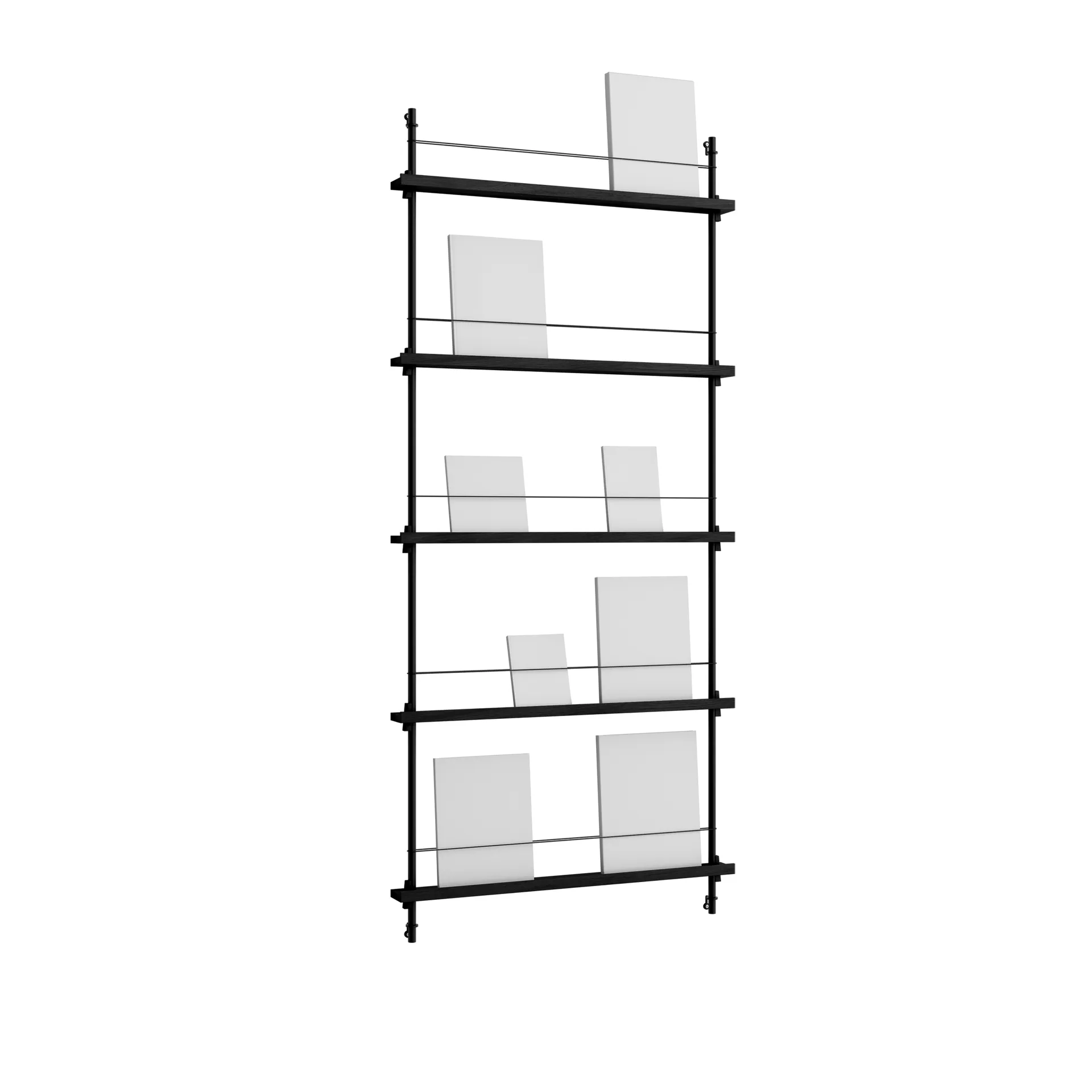 Magazine Shelving tidningsställ, Black, 85x180x7 cm, MS.180.1 MOEBE