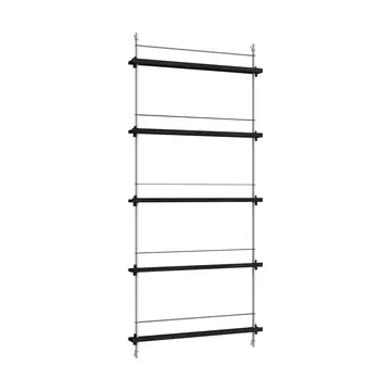Magazine Shelving tidningsställ - Black-rostfritt stål, 85x180x7 cm, MS.180.1 - MOEBE
