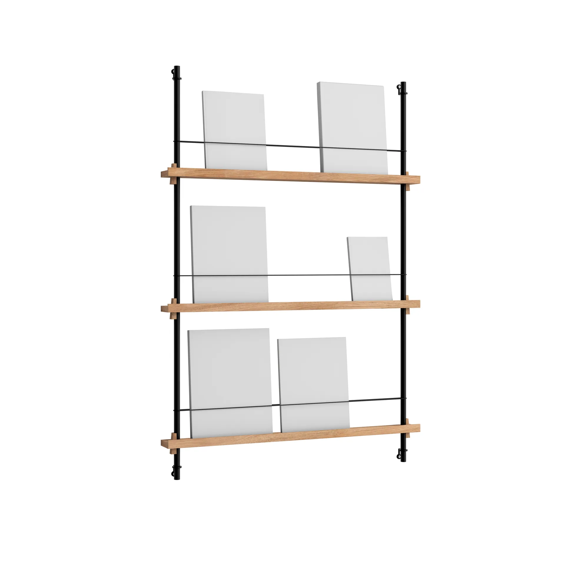 Magazine Shelving tidningsställ, Ek-black, 85x115x7 cm, MS.115.1 MOEBE