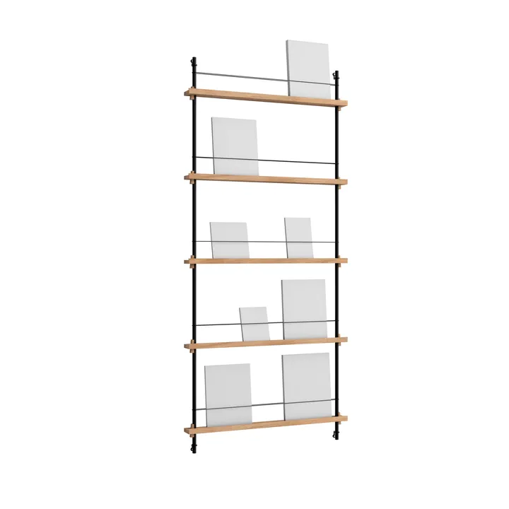Magazine Shelving tidningsställ - Ek-black, 85x180x7 cm, MS.180.1 - MOEBE