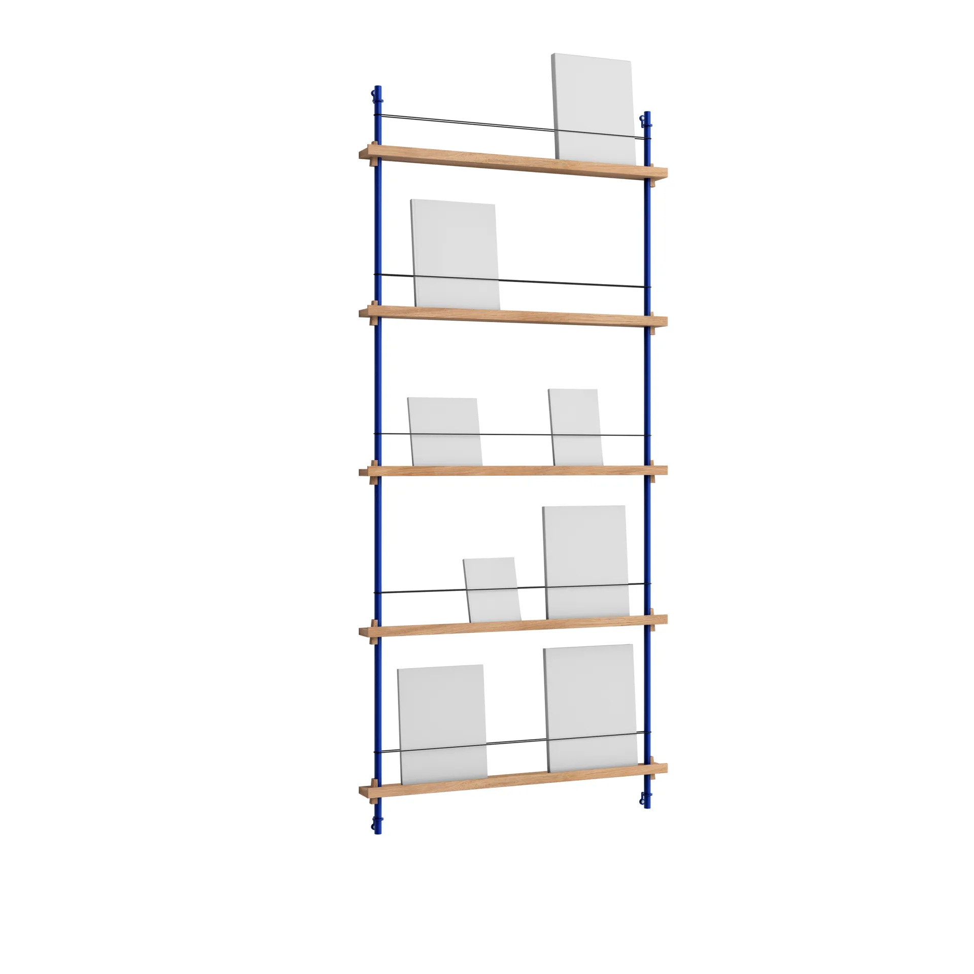 Magazine Shelving tidningsställ, Ek-deep blue, 85x180x7 cm, MS.180.1 MOEBE