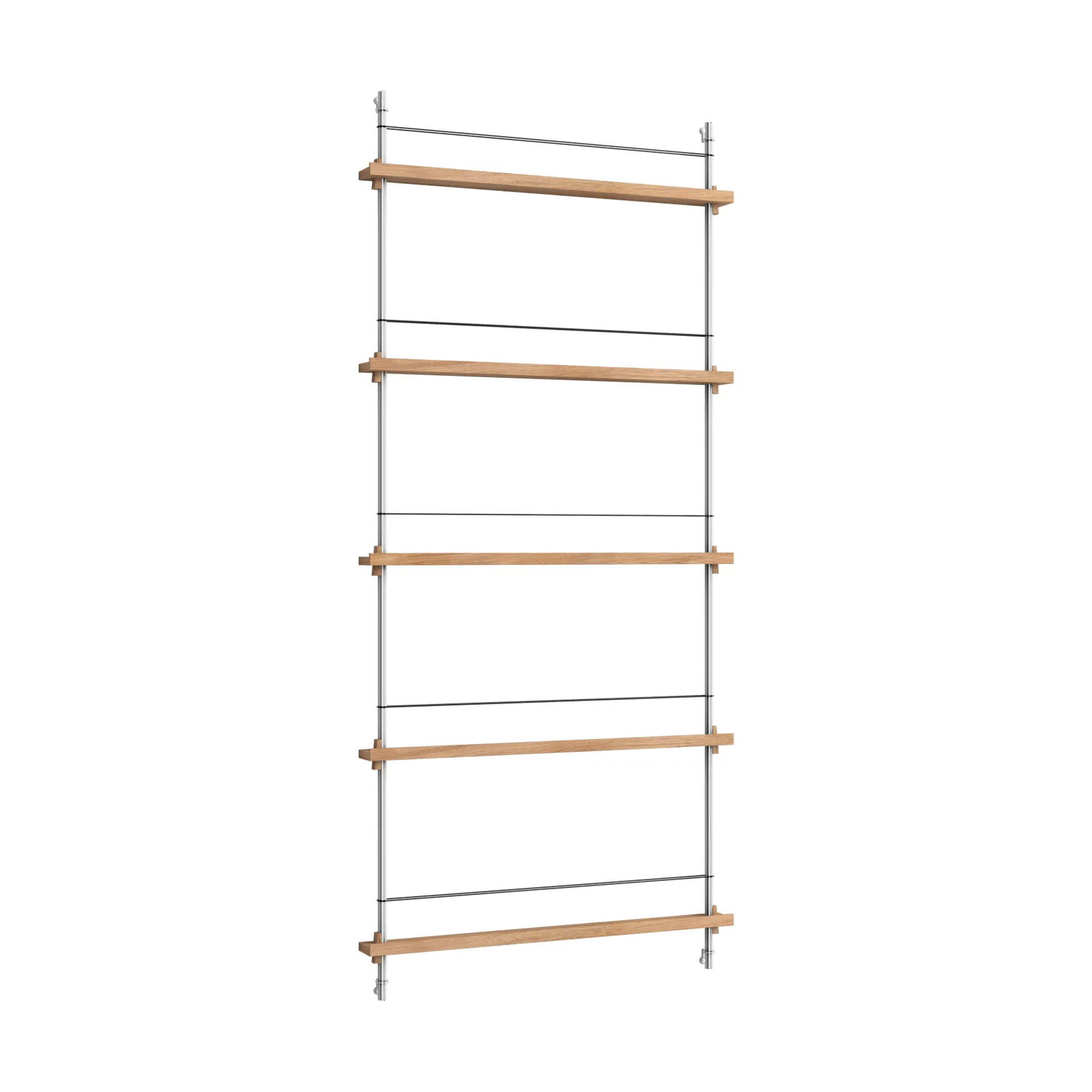 Magazine Shelving tidningsställ, Ek-rostfritt stål, 85x180x7 cm, MS.180.1 MOEBE