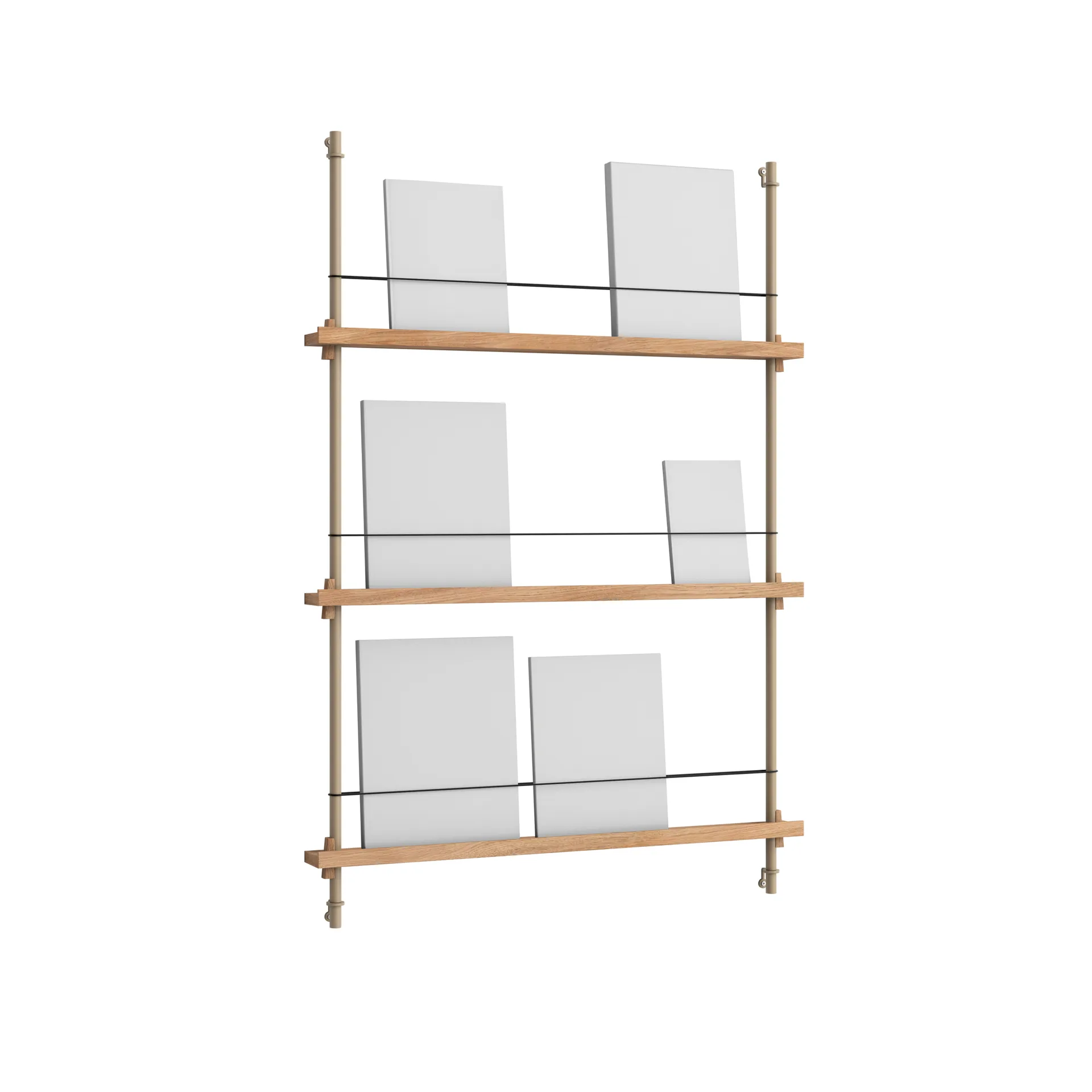 Magazine Shelving tidningsställ, Ek-warm grey, 85x115x7 cm, MS.115.1 MOEBE