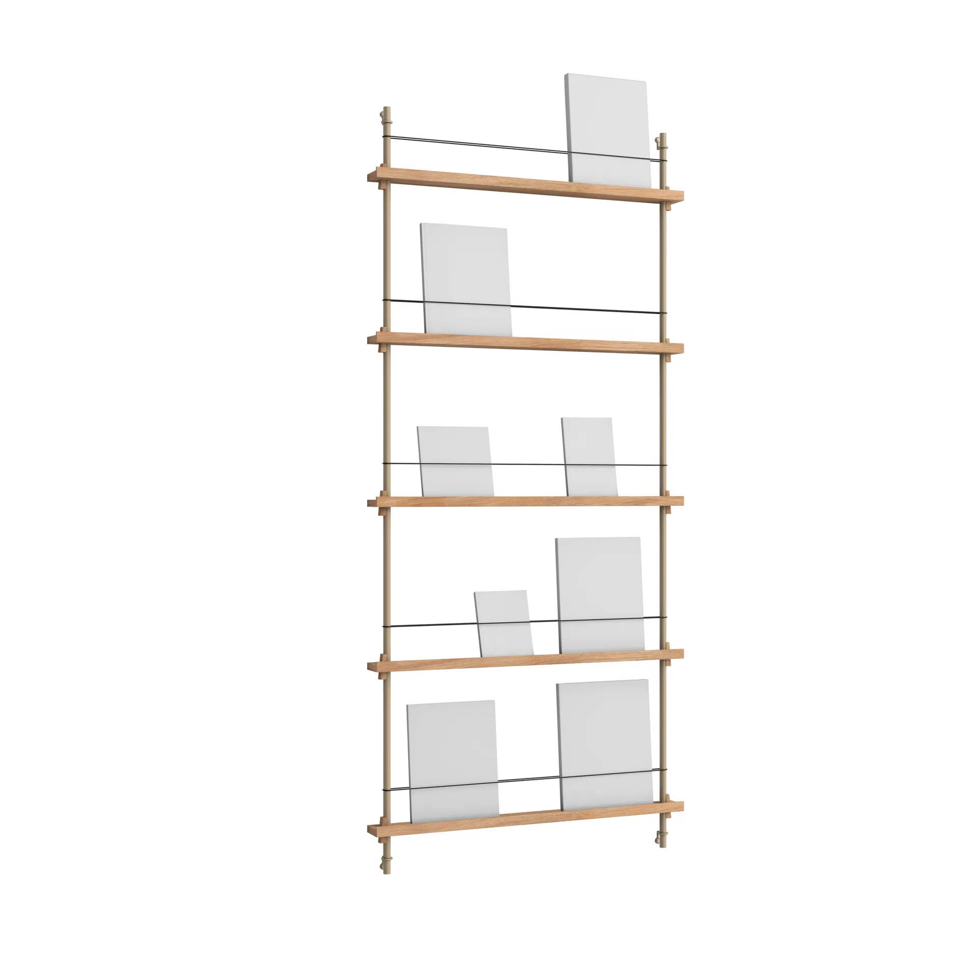 Magazine Shelving tidningsställ, Ek-warm grey, 85x180x7 cm, MS.180.1 MOEBE