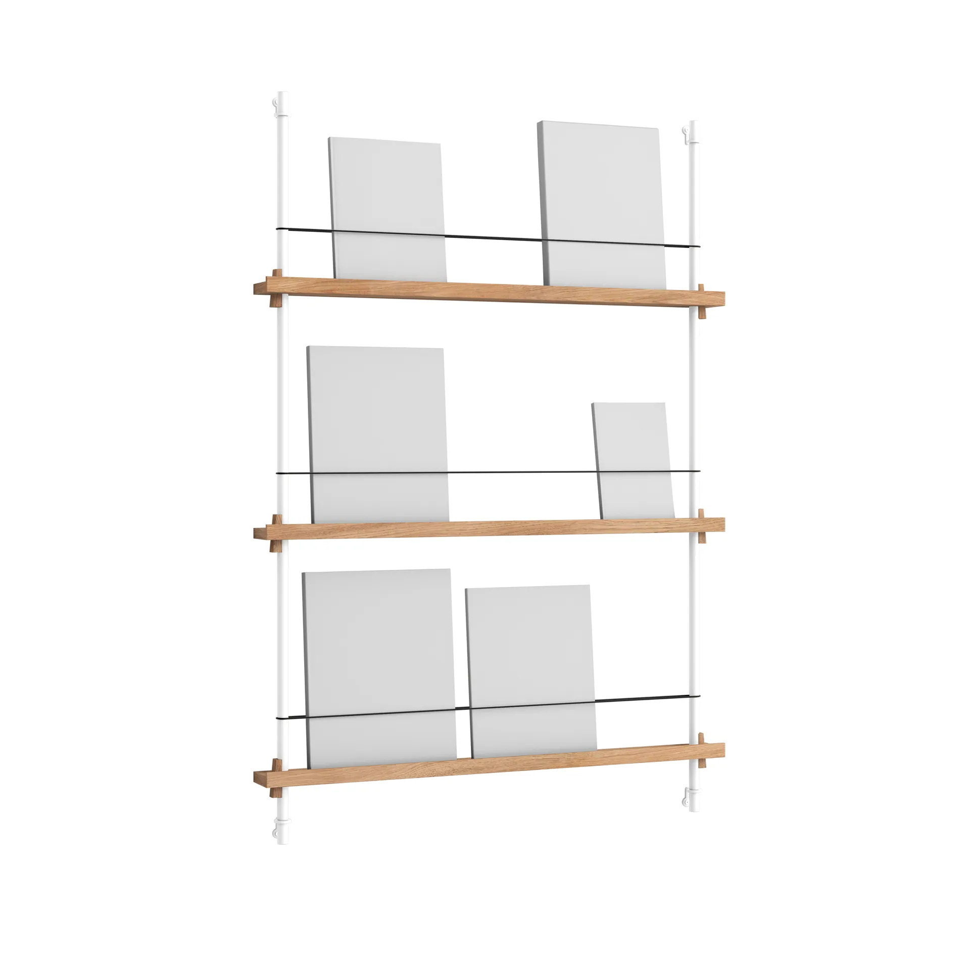 Magazine Shelving tidningsställ, Ek-white, 85x115x7 cm, MS.115.1 MOEBE
