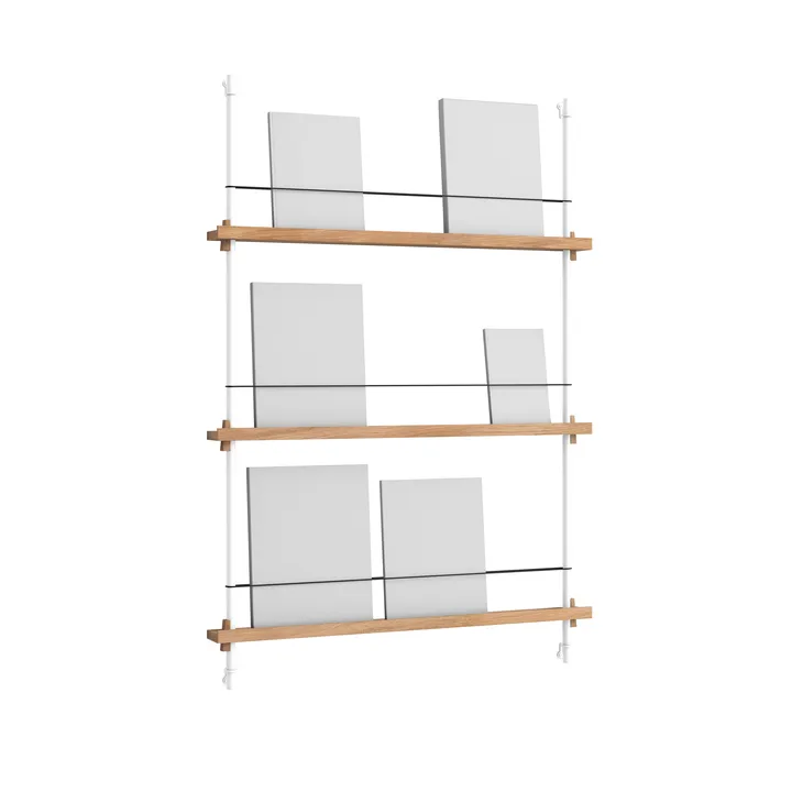 Magazine Shelving tidningsställ - Ek-white, 85x115x7 cm, MS.115.1 - MOEBE