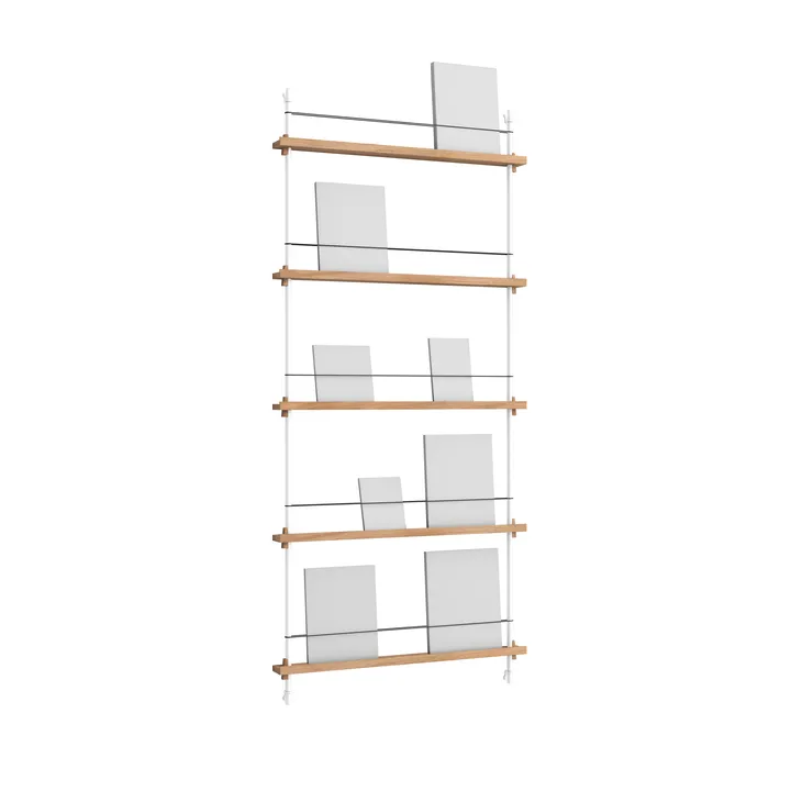 Magazine Shelving tidningsställ - Ek-white, 85x180x7 cm, MS.180.1 - MOEBE