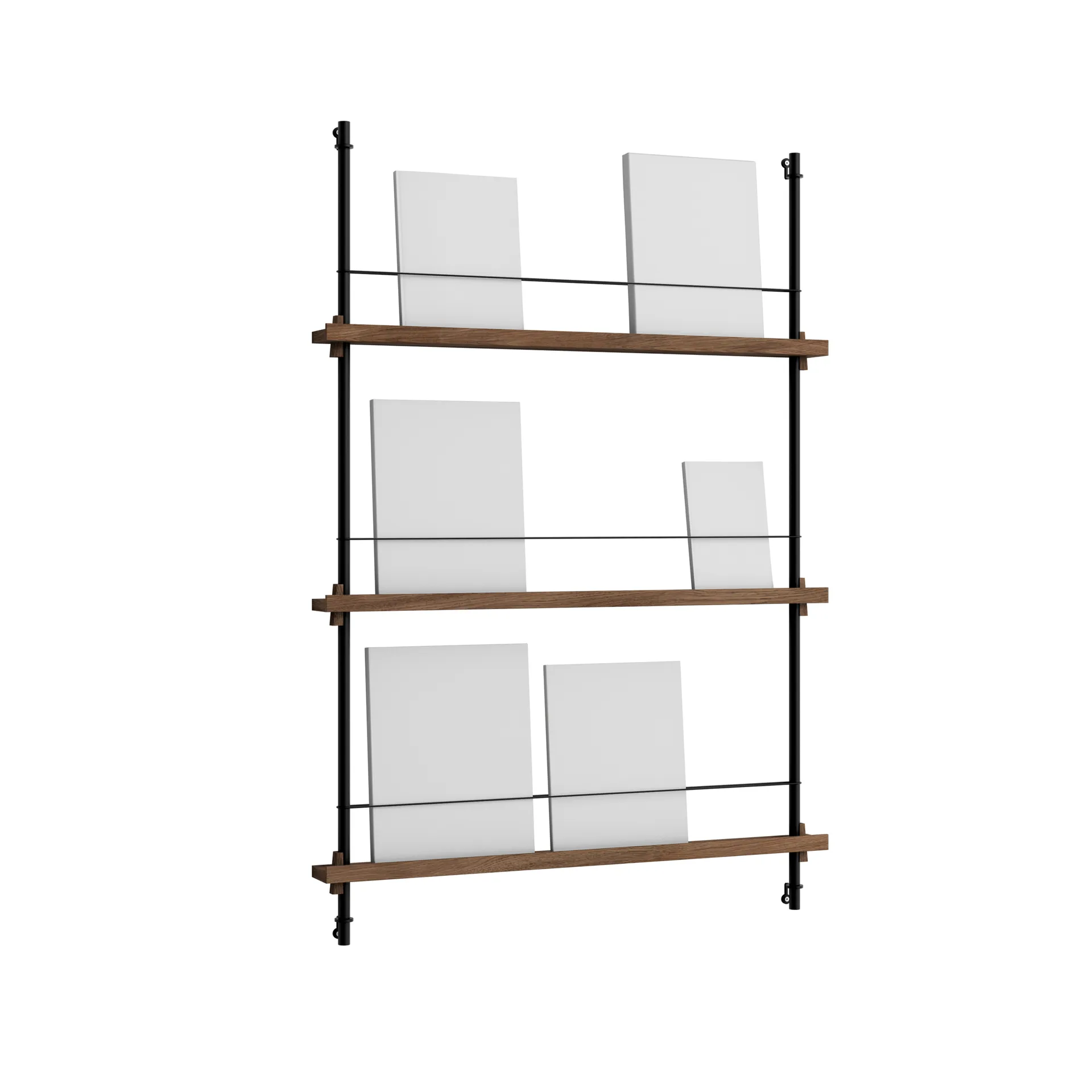 Magazine Shelving tidningsställ, Rökt ek-black, 85x115x7 cm, MS.115.1 MOEBE
