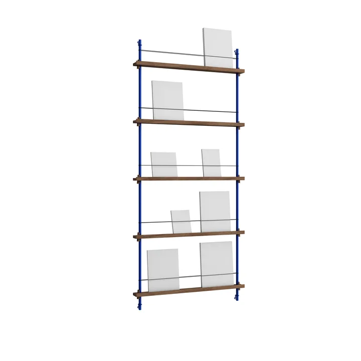 Magazine Shelving tidningsställ - Rökt ek-deep blue, 85x180x7 cm, MS.180.1 - MOEBE