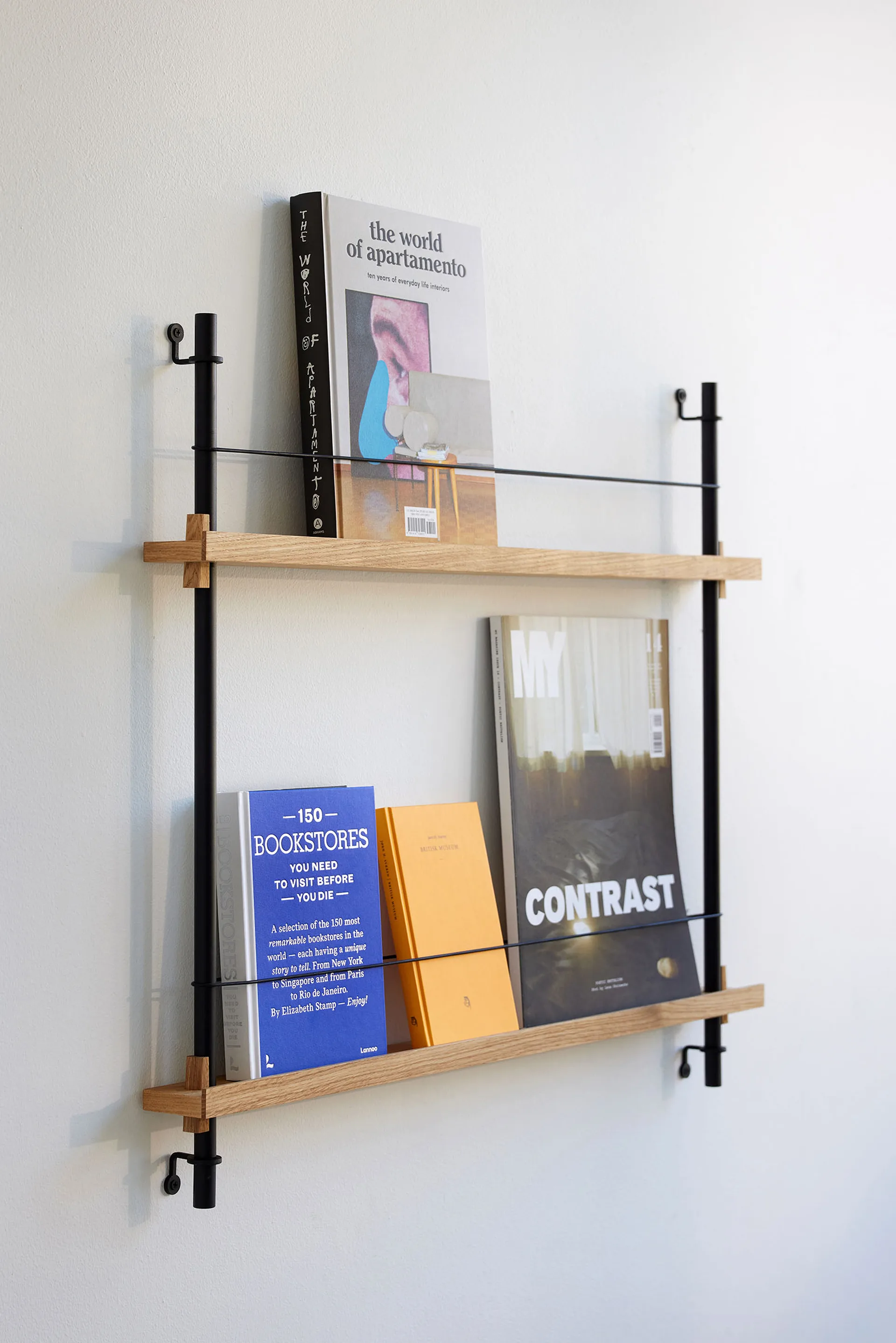 Magazine Shelving tidningsställ, Rökt ek-deep blue, 85x180x7 cm, MS.180.1 MOEBE