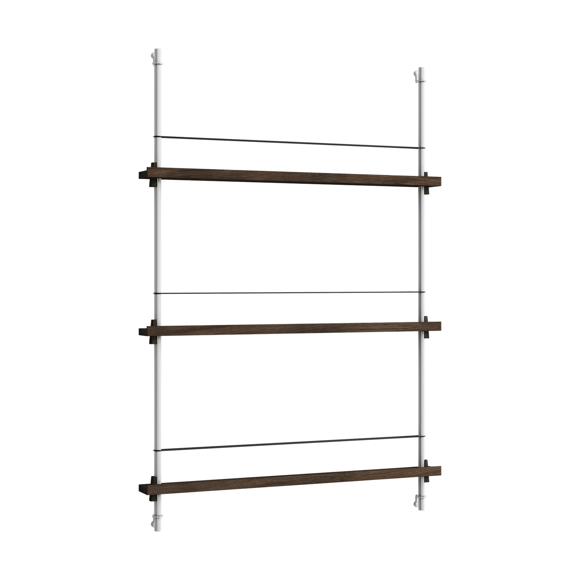 Magazine Shelving tidningsställ, Rökt ek-rostfritt stål, 85x115x7 cm, MS.115.1 MOEBE