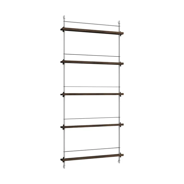 Magazine Shelving tidningsställ - Rökt ek-rostfritt stål, 85x180x7 cm, MS.180.1 - MOEBE