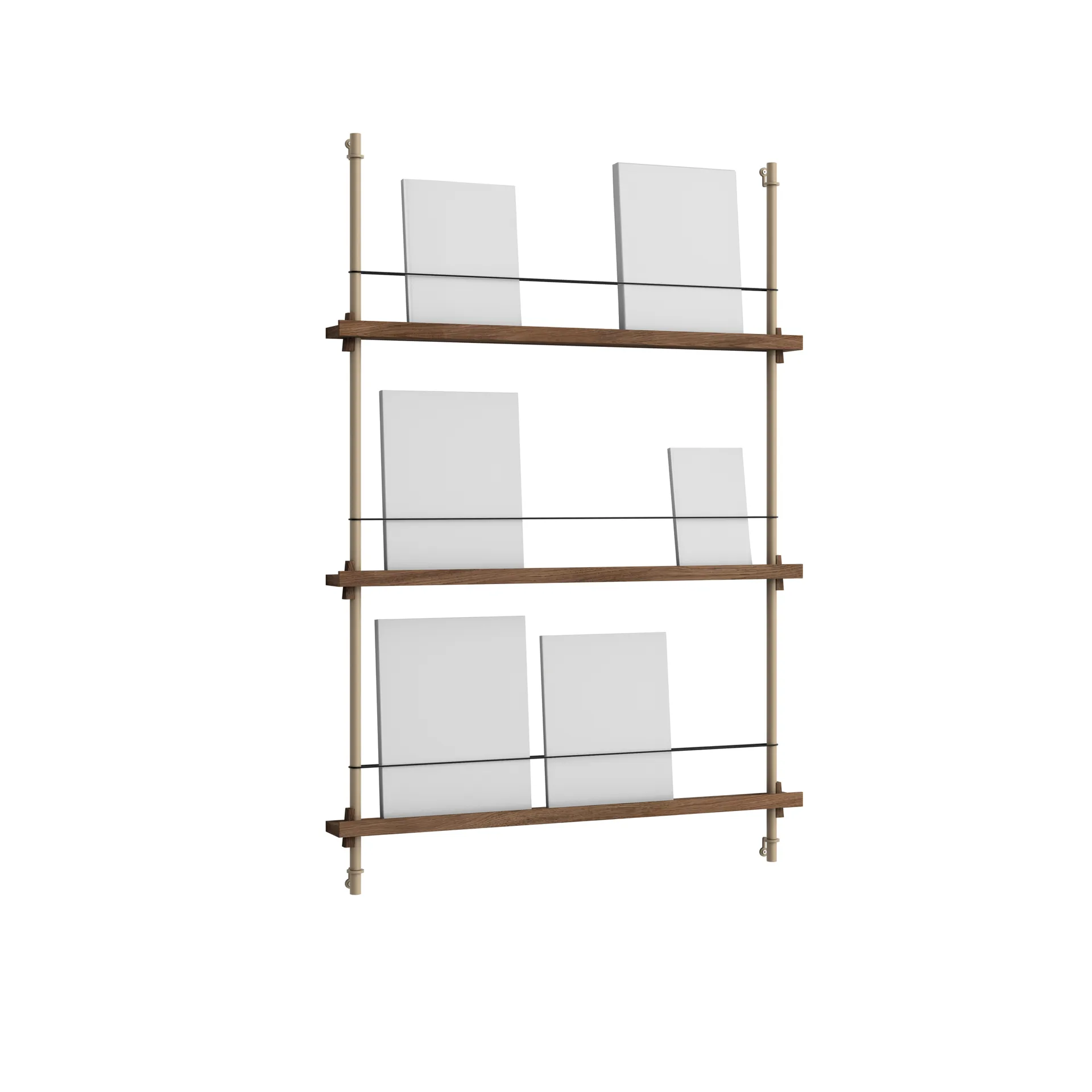 Magazine Shelving tidningsställ, Rökt ek-warm grey, 85x115x7 cm, MS.115.1 MOEBE