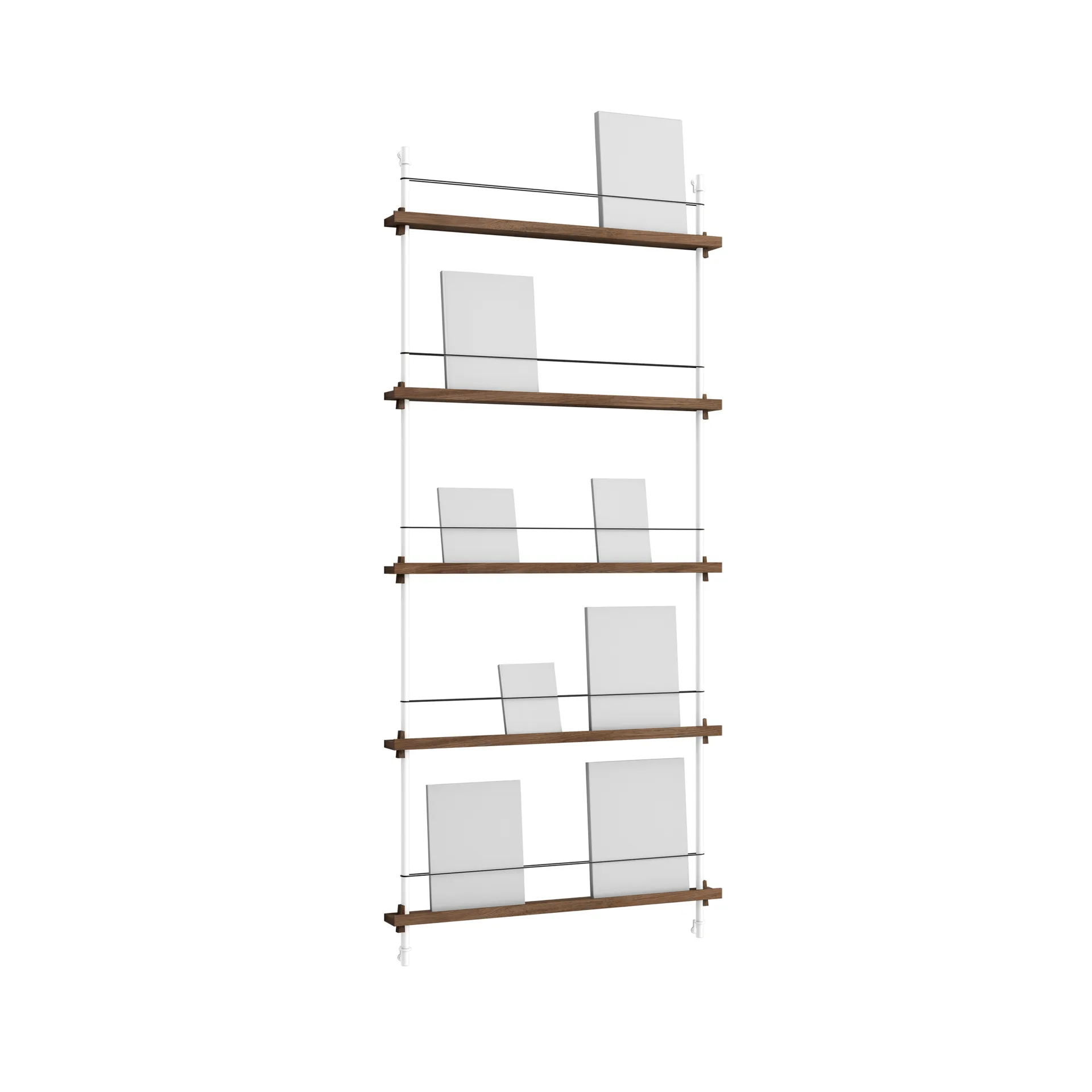 Magazine Shelving tidningsställ, Rökt ek-white, 85x180x7 cm, MS.180.1 MOEBE