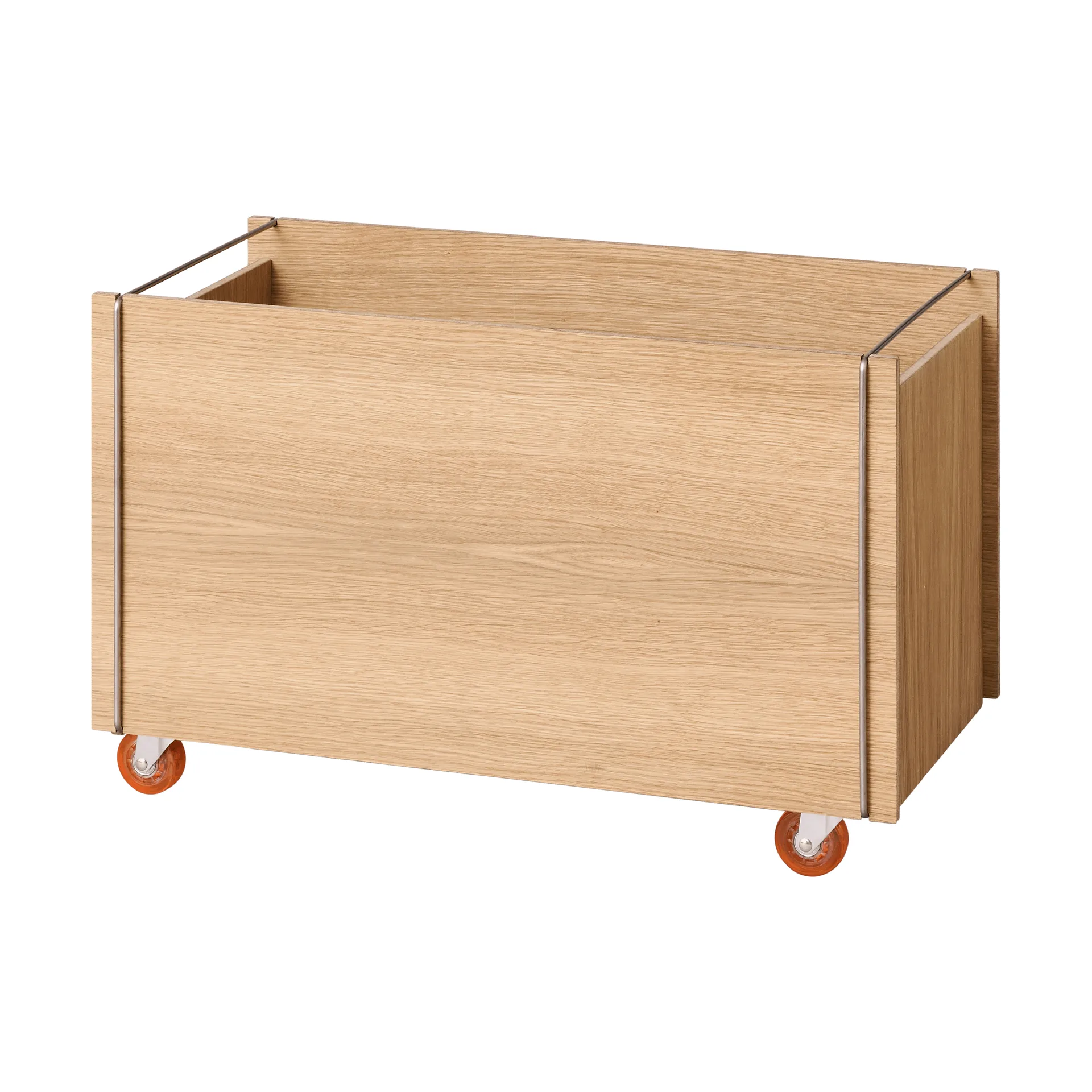 Moebe storage box, Oljad ek-rostfritt stål, med hjul, 33x60x31 cm MOEBE