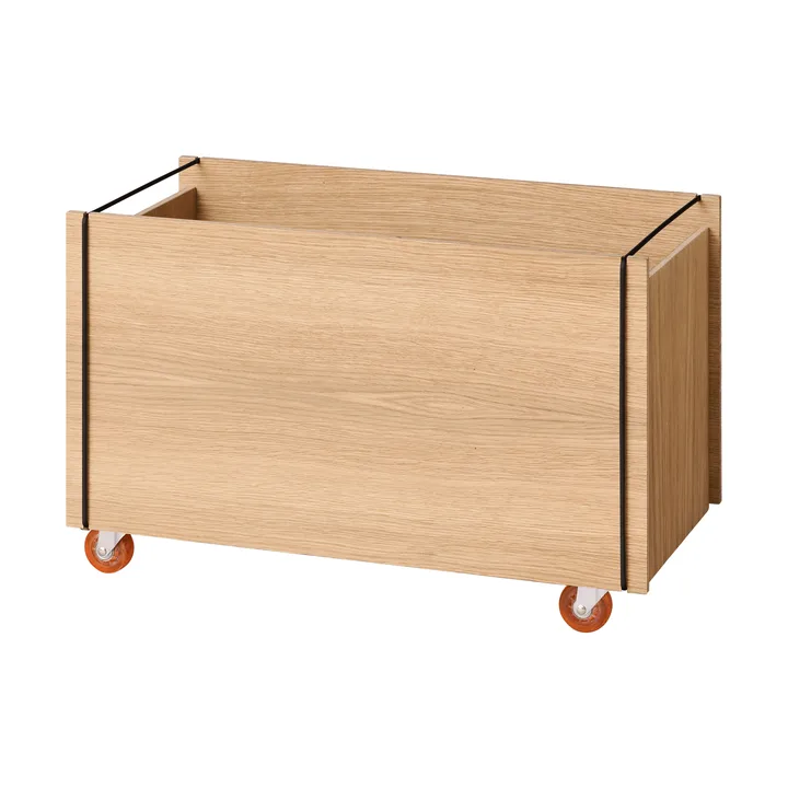 Moebe storage box - Oljad ek-svart, med hjul, 33x60x31 cm - MOEBE