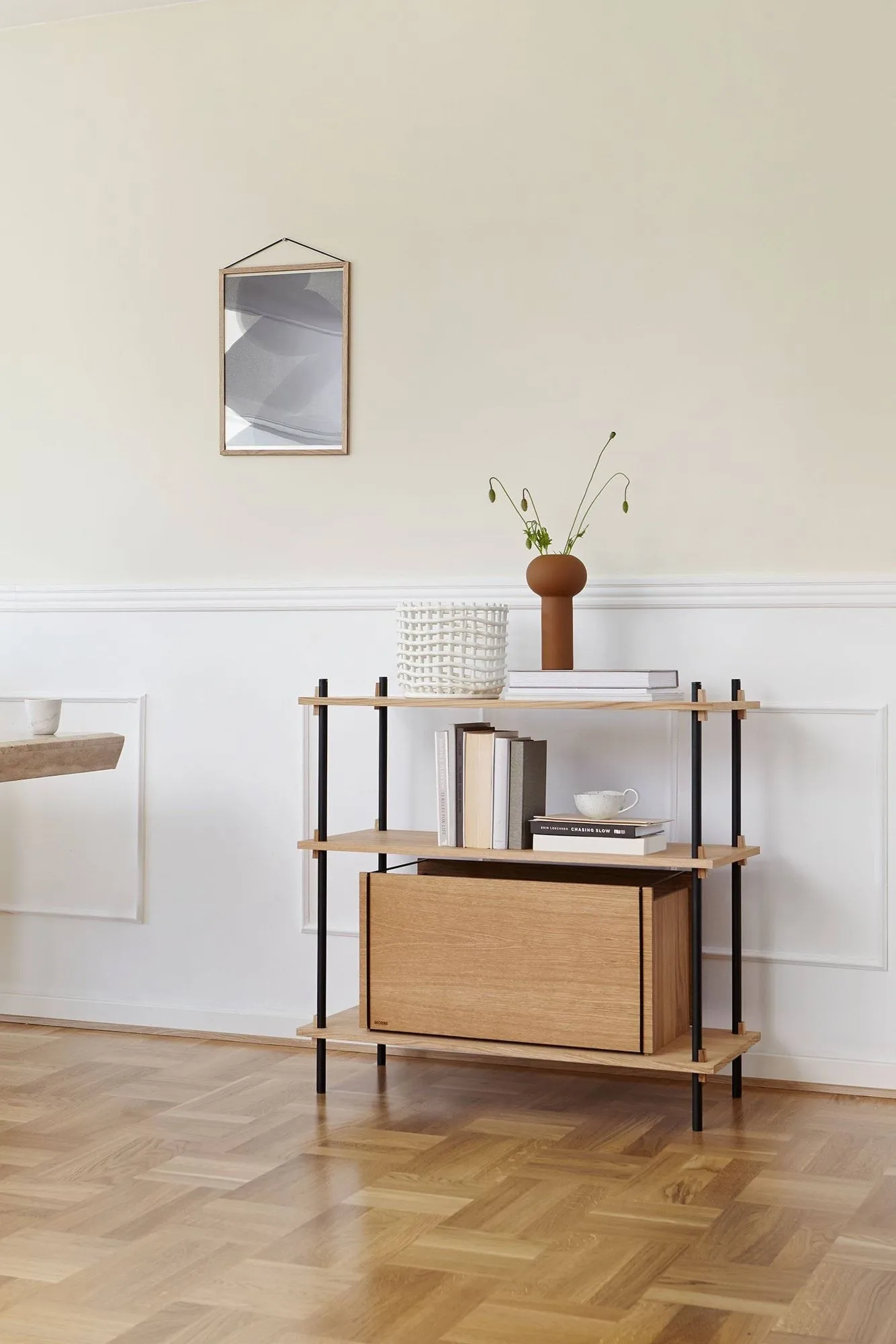 Moebe storage box, Rökt ek-rostfritt stål, 33x60x31 cm MOEBE