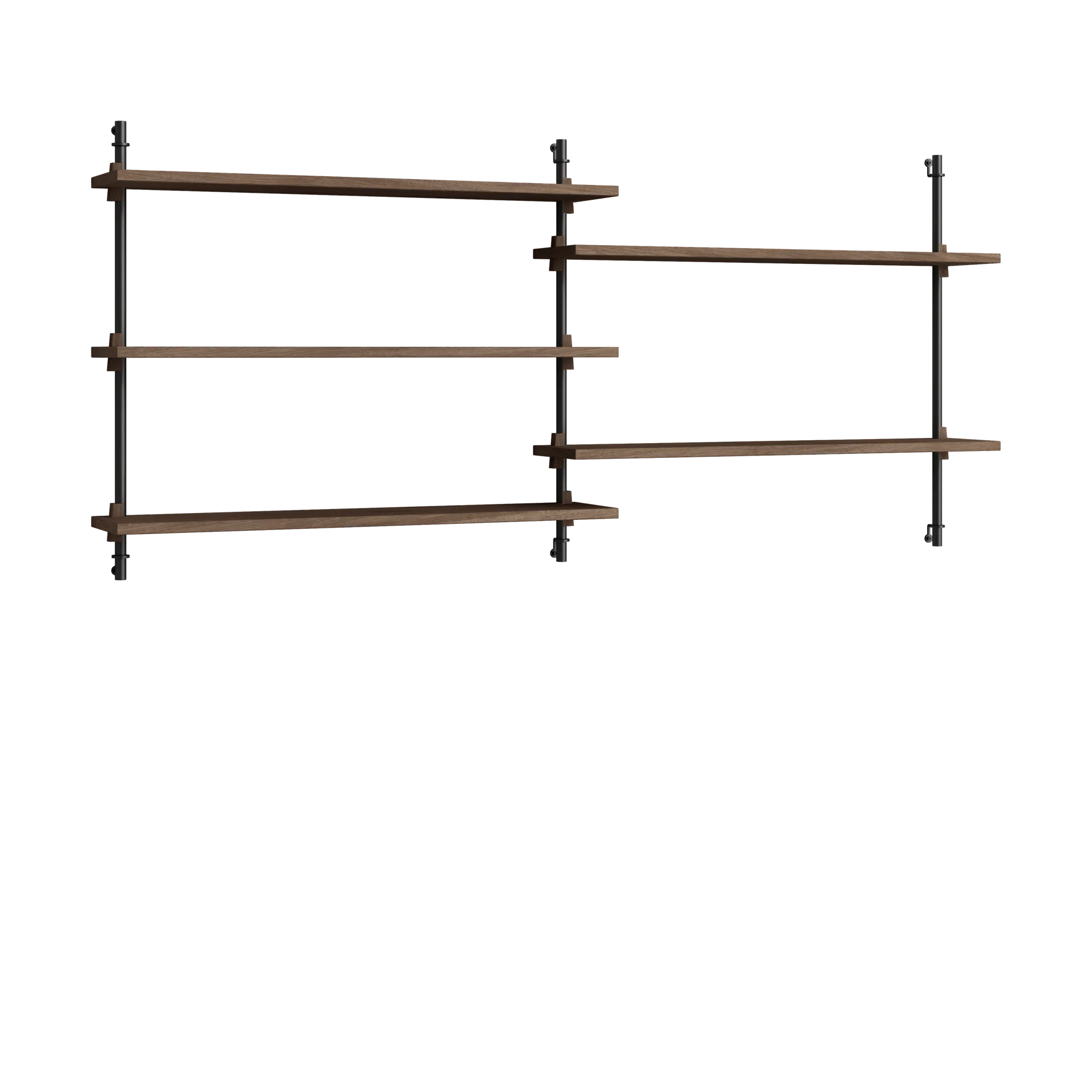 Moebe wall shelving ws.65.2.B, Rökt ek-svart MOEBE