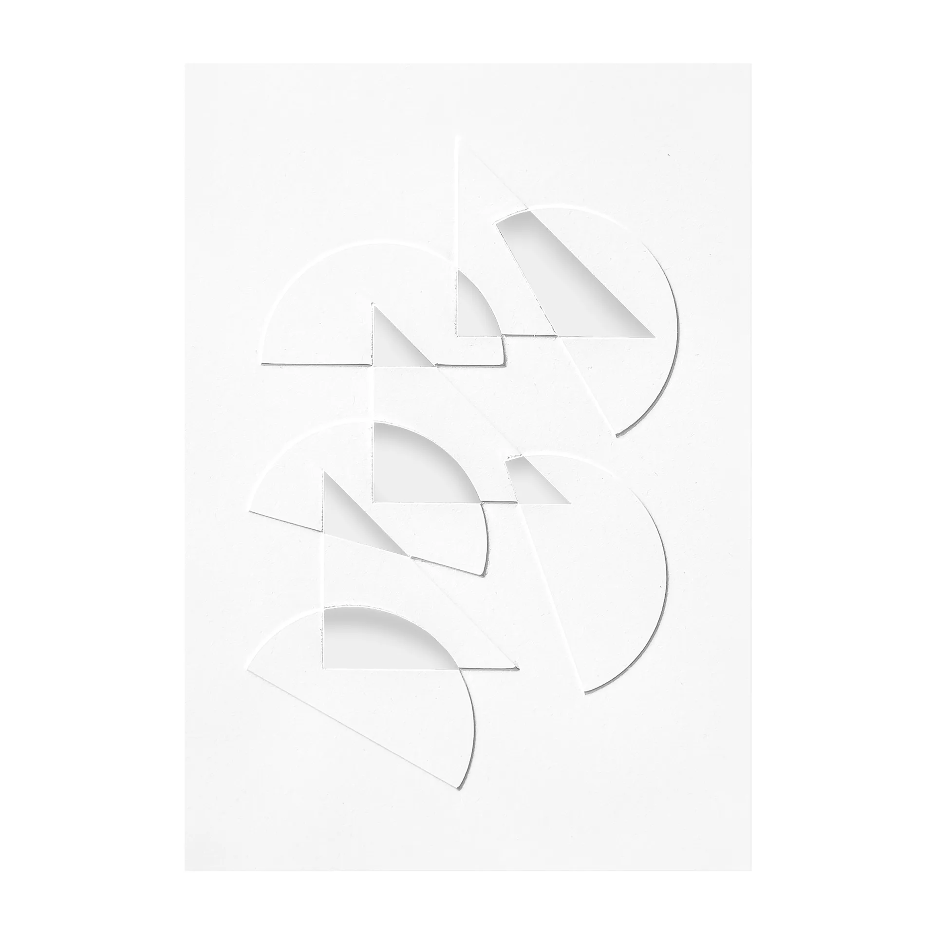 Relief konstverk half moons & triangles 14,8x21 cm, Off White MOEBE