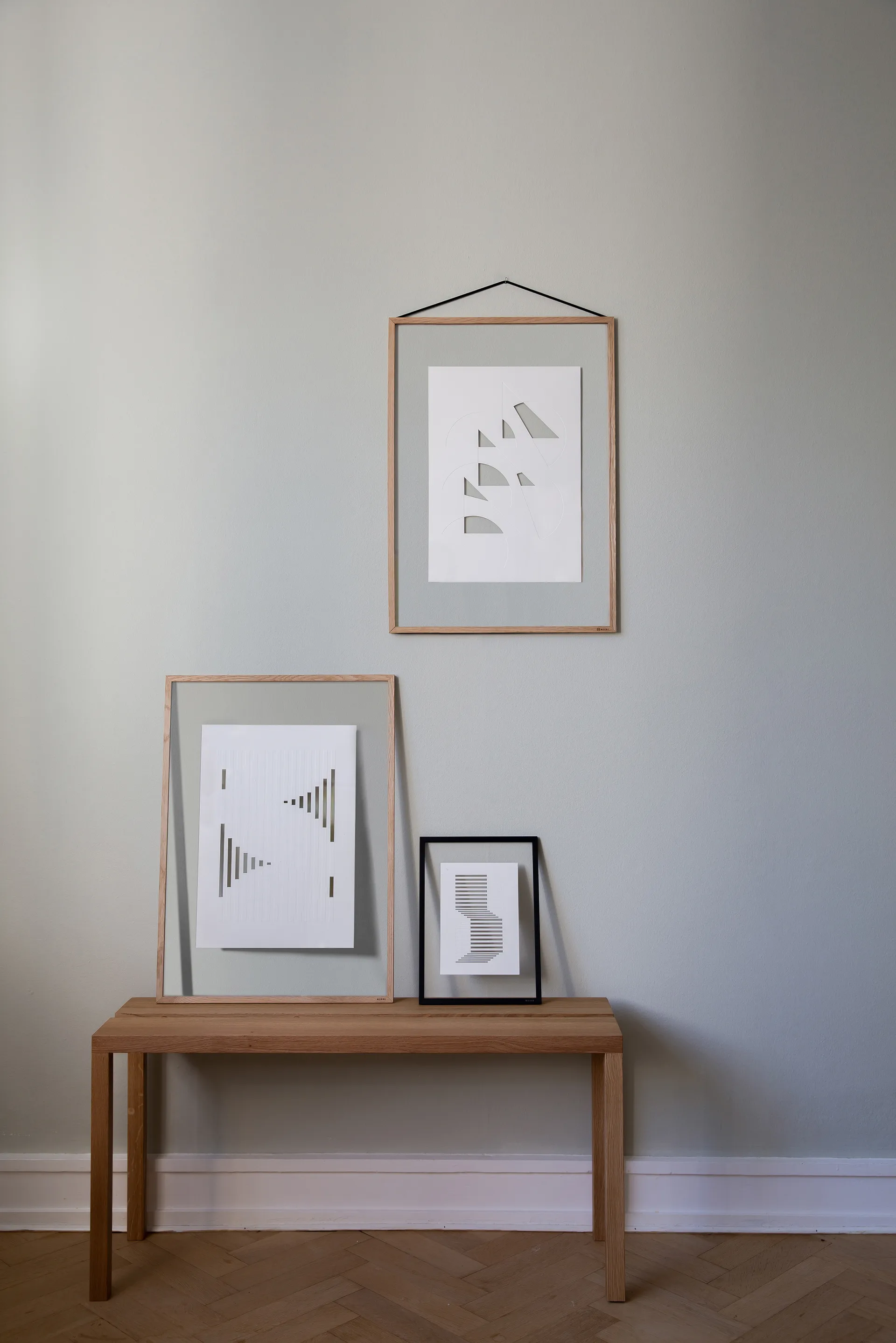 Relief konstverk shifted lines 14,8x21 cm, Off White MOEBE