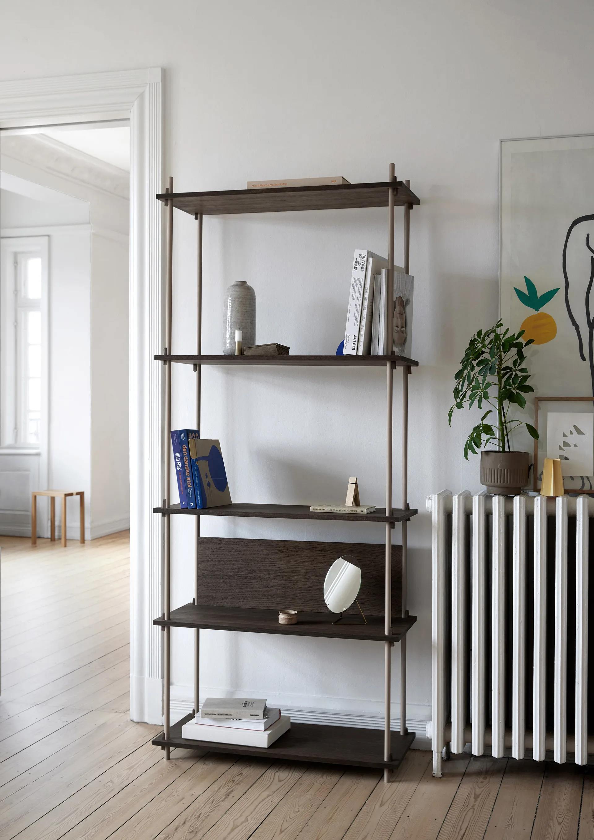 Shelving System classic hylla, Rökt ek-warm grey, 86x200x35 cm, S.200.1.A MOEBE