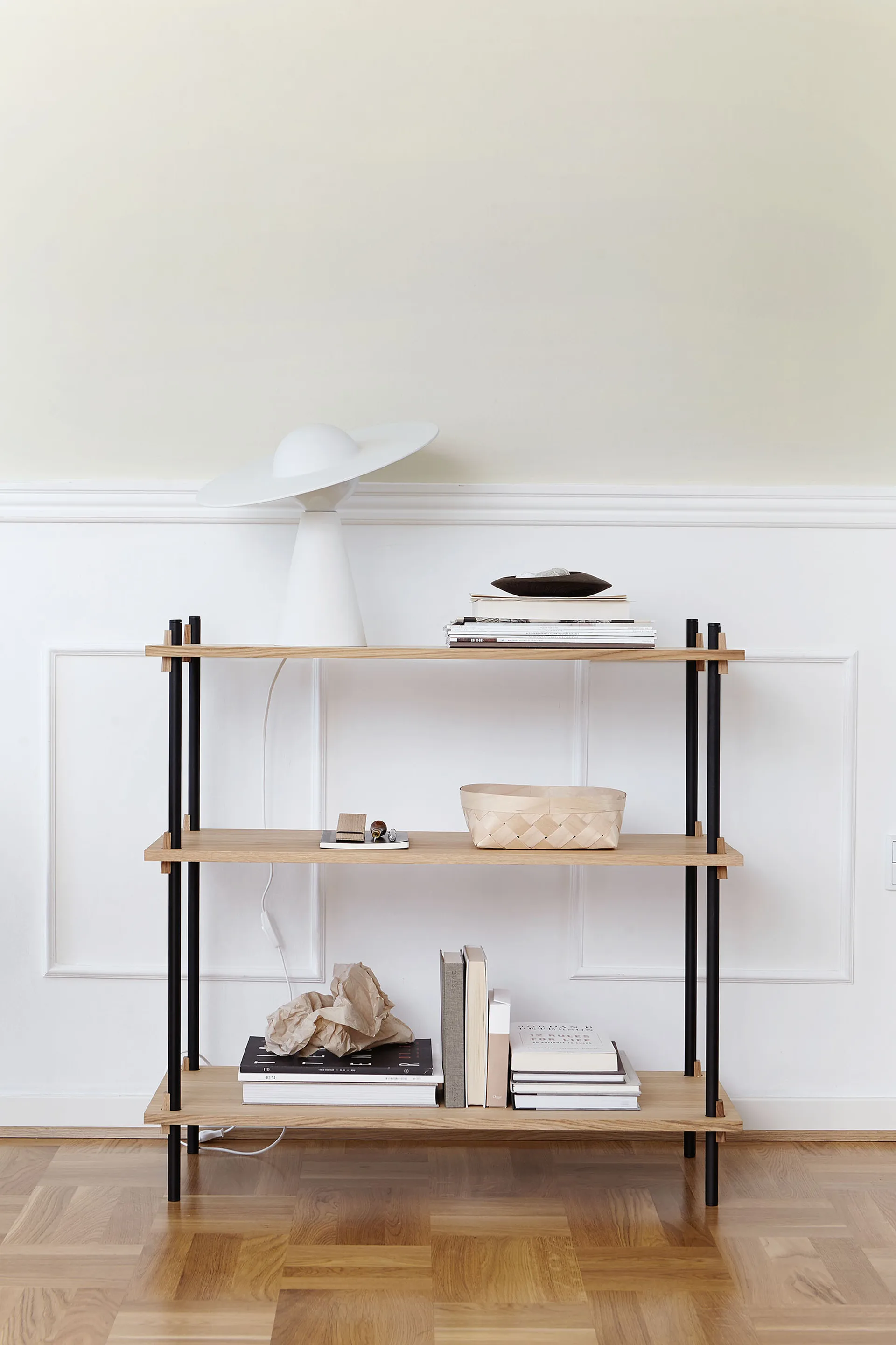 Shelving System classic hylla, Rökt ek-white, 86x200x35 cm, S.200.1.A MOEBE