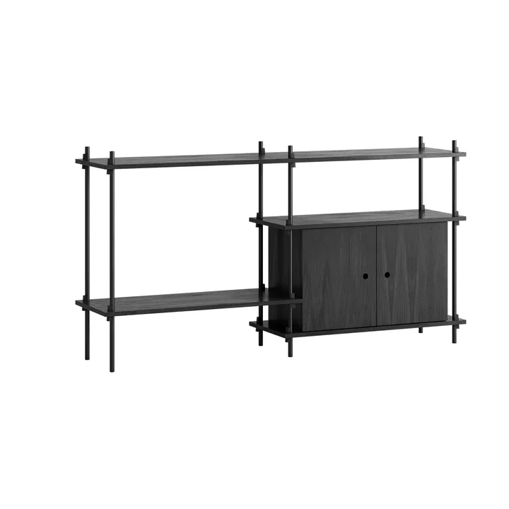 Shelving System hylla med skåp - Black, 163x85x35 cm, S.85.2.C - MOEBE