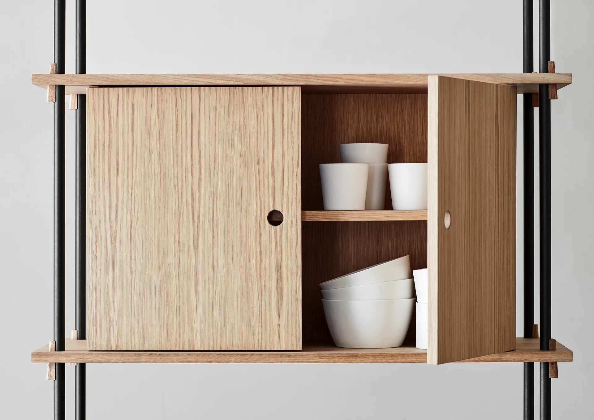 Shelving System hylla med skåp, Black, 163x85x35 cm, S.85.2.C MOEBE