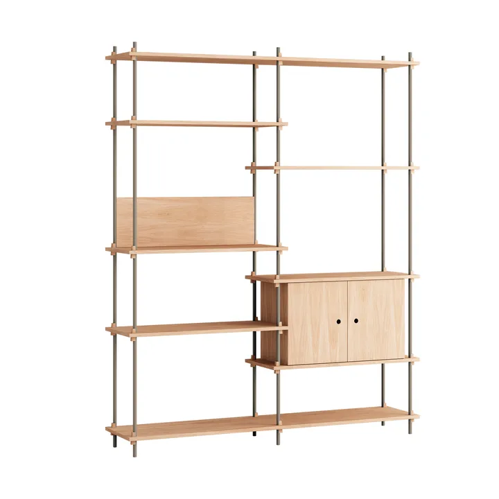Shelving System hylla med skåp - Ek-warm grey, 163x200x35 cm, S.200.2.C - MOEBE