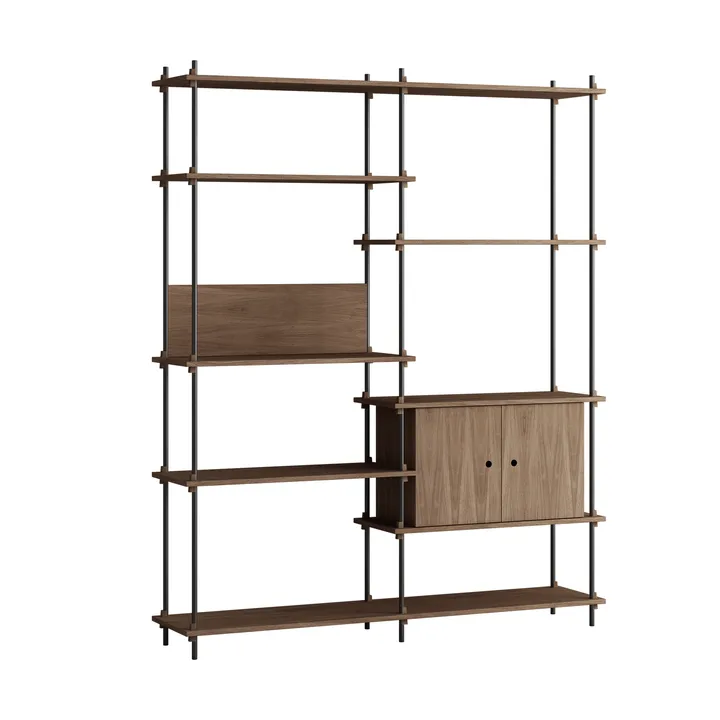 Shelving System hylla med skåp - Rökt ek-black, 163x200x35 cm, S.200.2.C - MOEBE