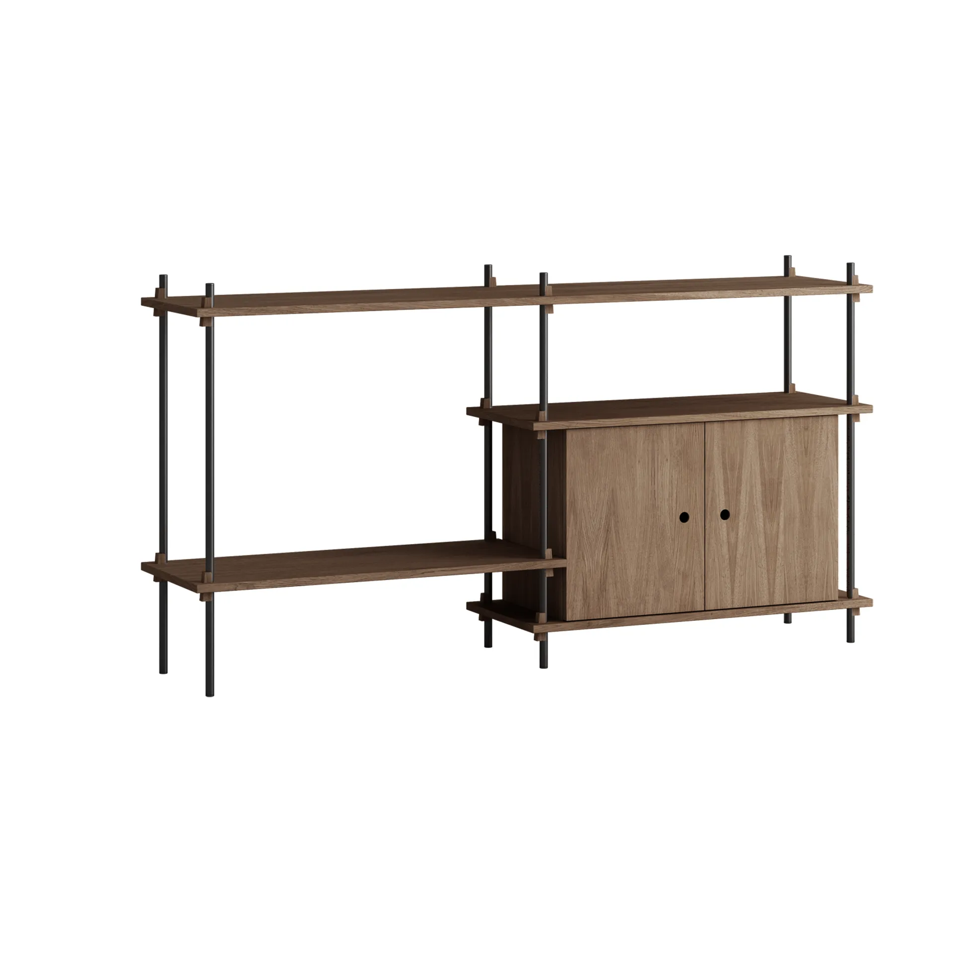 Shelving System hylla med skåp, Rökt ek-black, 163x85x35 cm, S.85.2.C MOEBE