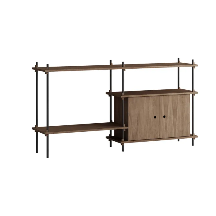 Shelving System hylla med skåp - Rökt ek-black, 163x85x35 cm, S.85.2.C - MOEBE
