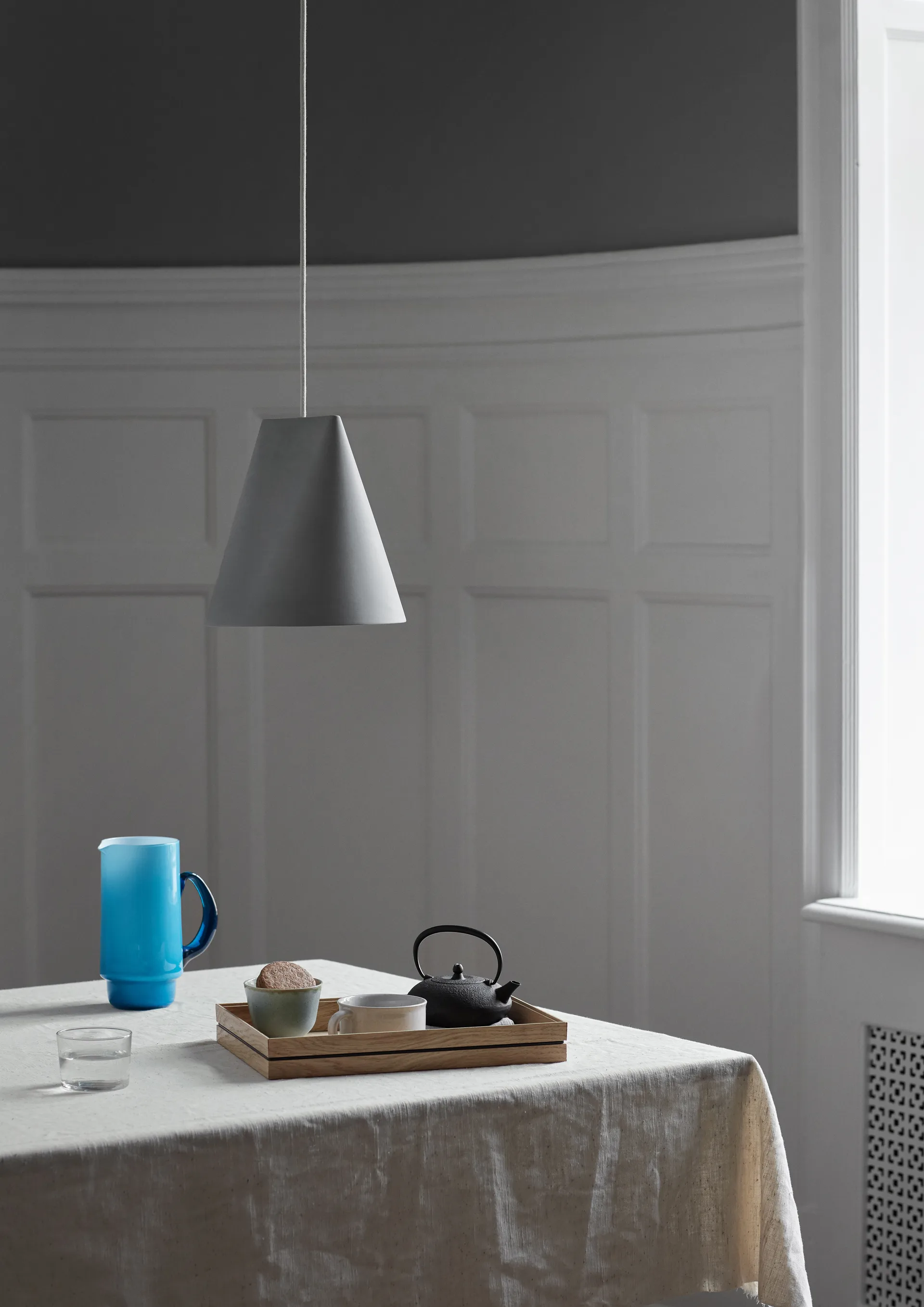 Taklampa keramik 23x23,5 cm, Light Grey MOEBE