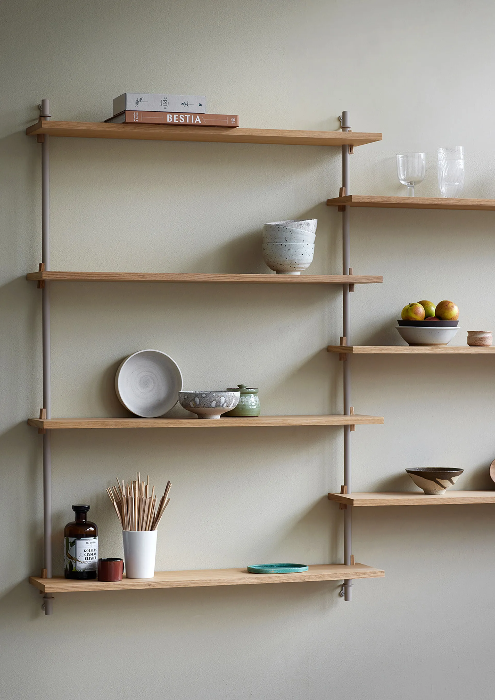 Wall Shelving vägghylla, Rökt ek-warm grey, 92x115x17,5 cm, WS.115.1 MOEBE