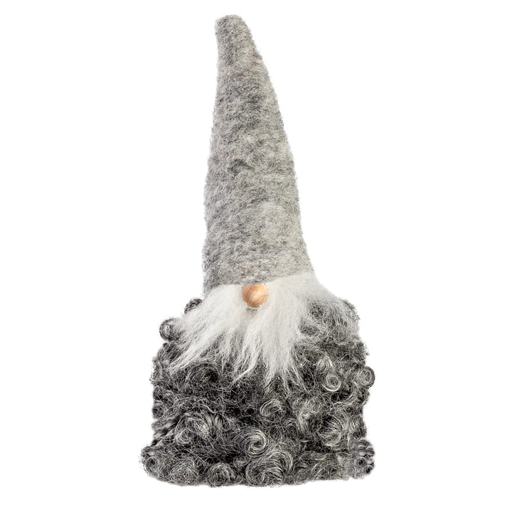 Tomte ull liten - grå luva med skägg - Monikas Väv & Konst