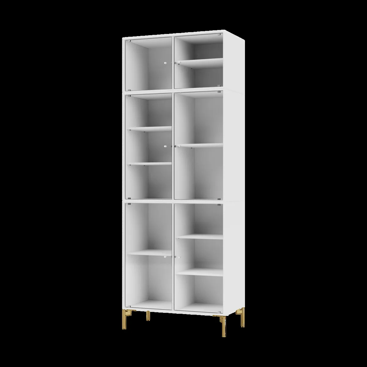 Montana Ripple IV vitrinskåp 69,6x187,2x38 cm NewWhite-ben brass