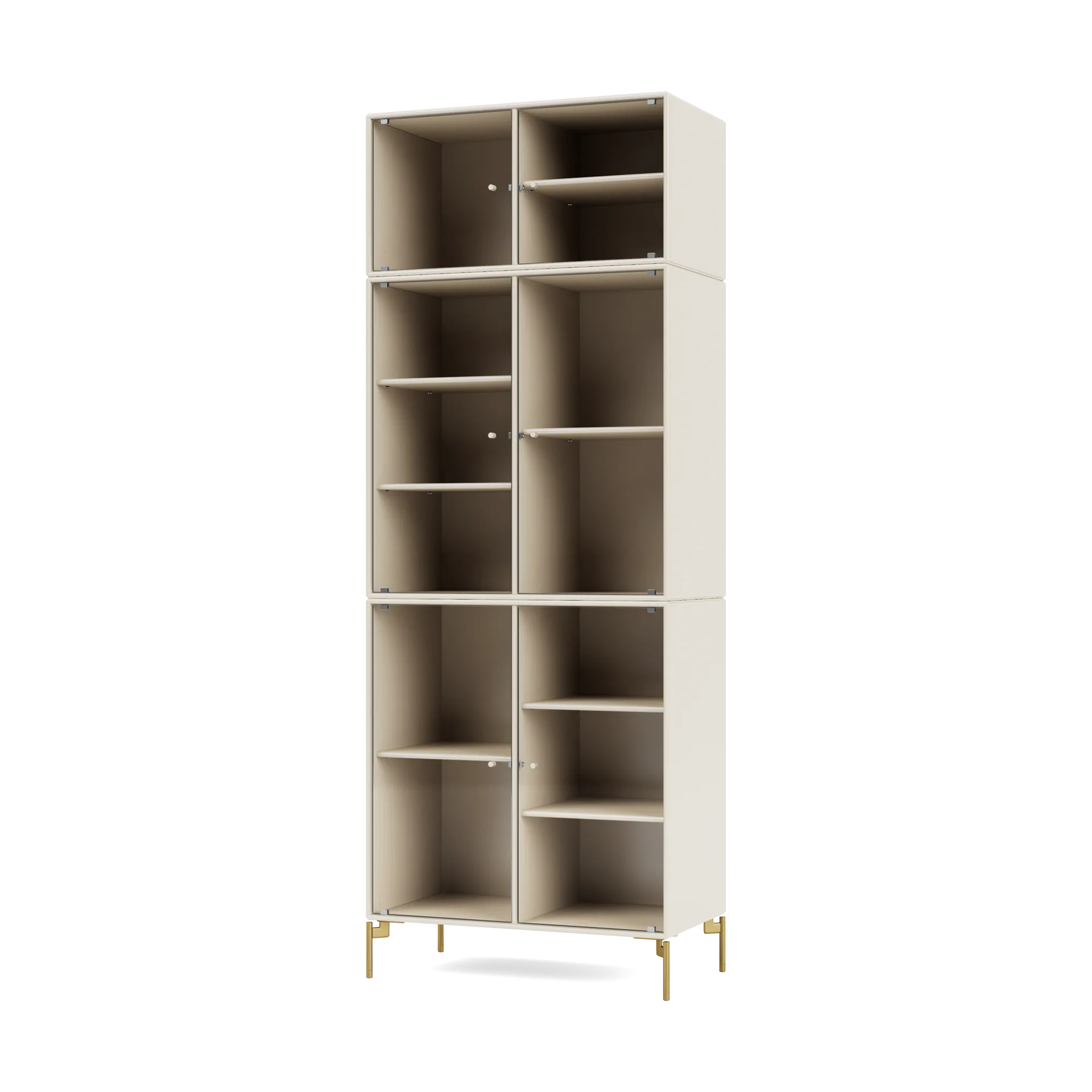 Ripple IV vitrinskåp 69,6x187,2x38 cm, Oat-ben brass Montana